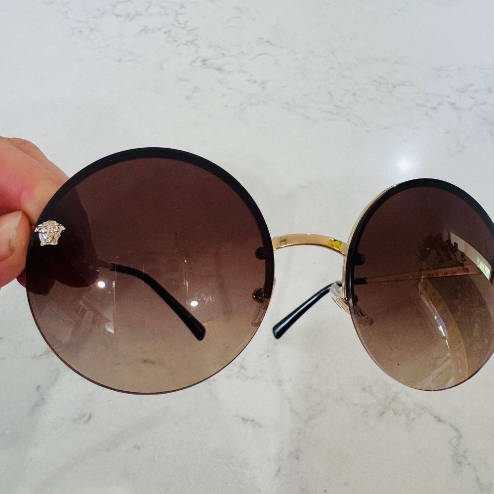 Versace Gold Frame Sunglasses with Brown Lenses - Picture 7 of 8